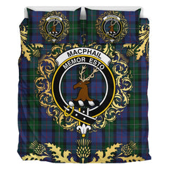 MacPhail Hunting Tartan Crest Bedding Set - Golden Thistle Style