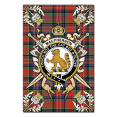 MacPherson Ancient Tartan Crest Black Garden Flag - Gold Thistle Style