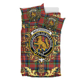MacPherson Ancient Tartan Crest Bedding Set - Golden Thistle Style