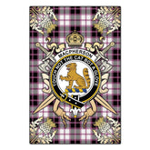 MacPherson Hunting Modern Tartan Crest Black Garden Flag - Gold Thistle Style