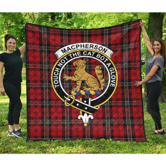 MacPherson Red Cluny Tartan Crest Quilt
