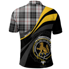 MacPherson of Cluny Black and White Tartan Polo Shirt - Royal Coat Of Arms Style