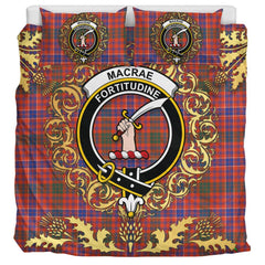 MacRae Ancient Tartan Crest Bedding Set - Golden Thistle Style