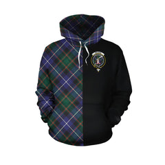 MacRae Hunting Modern Tartan Hoodie Half of Me - Cross Style