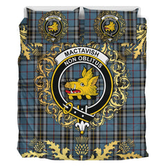 MacTavish Dress Tartan Crest Bedding Set - Golden Thistle Style