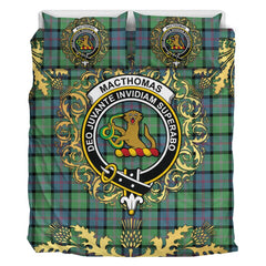 MacThomas Ancient Tartan Crest Bedding Set - Golden Thistle Style