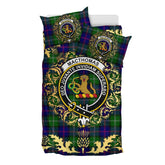 MacThomas Modern Tartan Crest Bedding Set - Golden Thistle Style