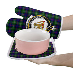 MacThomas Modern Tartan Crest Oven Mitt And Pot Holder (2 Oven Mitts + 1 Pot Holder)