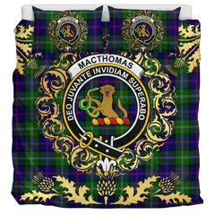 MacThomas Modern Tartan Crest Bedding Set - Golden Thistle Style