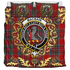 Macbain 02 Tartan Crest Bedding Set - Golden Thistle Style