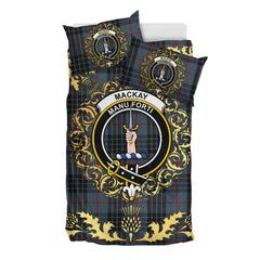 Mackay Blue 01 Tartan Crest Bedding Set - Golden Thistle Style