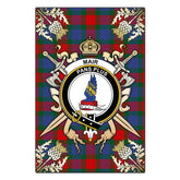 Mar Tartan Crest Black Garden Flag - Gold Thistle Style