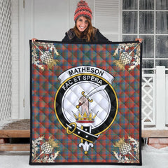 Matheson Ancient Tartan Crest Premium Quilt - Gold Thistle Style