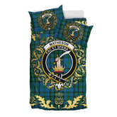 Matheson Hunting Tartan Crest Bedding Set - Golden Thistle Style
