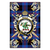 Maule Tartan Crest Black Garden Flag - Gold Thistle Style