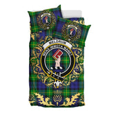 Meldrum Tartan Crest Bedding Set - Golden Thistle Style
