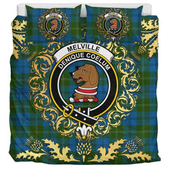Melville 02 Tartan Crest Bedding Set - Golden Thistle Style