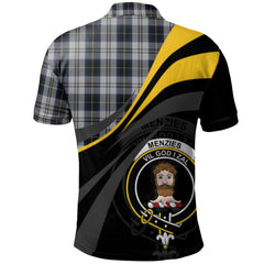 Menzies Black Dress Tartan Polo Shirt - Royal Coat Of Arms Style