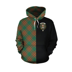 Menzies Green Ancient Tartan Hoodie Half of Me - Cross Style