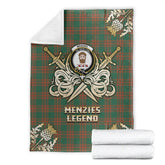 Menzies Green Ancient Tartan Gold Courage Symbol Blanket