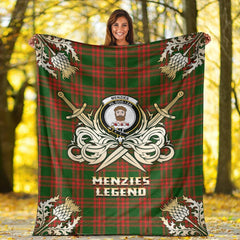 Menzies Green Modern Tartan Gold Courage Symbol Blanket