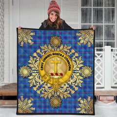 Mercer Modern Tartan Crest Premium Quilt - Gold Thistle Style