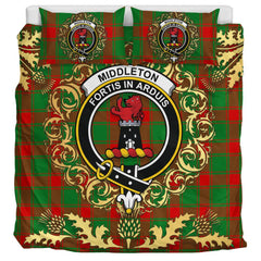Middleton Modern Tartan Crest Bedding Set - Golden Thistle Style