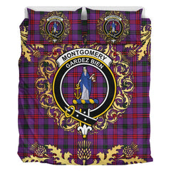 Montgomery Modern Tartan Crest Bedding Set - Golden Thistle Style