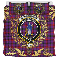 Montgomery Modern Tartan Crest Bedding Set - Golden Thistle Style