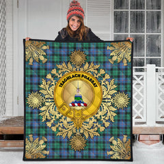 Morrison Ancient Tartan Crest Premium Quilt - Gold Thistle Style