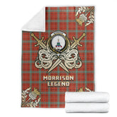 Morrison Red Ancient Tartan Gold Courage Symbol Blanket