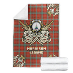 Morrison Red Ancient Tartan Gold Courage Symbol Blanket