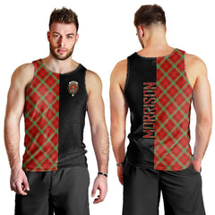 Morrison Red Modern Tartan Crest Men's Tank Top - Cross Style