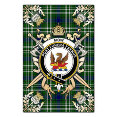 Mow Tartan Crest Black Garden Flag - Gold Thistle Style
