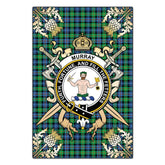 Murray of Atholl Ancient Tartan Crest Black Garden Flag - Gold Thistle Style