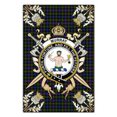 Murray of Atholl Modern Tartan Crest Black Garden Flag - Gold Thistle Style