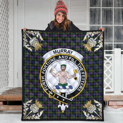 Murray of Atholl Modern Tartan Crest Premium Quilt - Gold Thistle Style