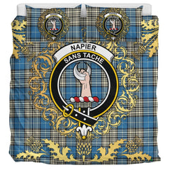 Napier Ancient Tartan Crest Bedding Set - Golden Thistle Style