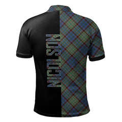 Nicolson Hunting Ancient Tartan Polo Shirt Half of Me - Cross Style