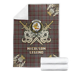 Nicolson Hunting Weathered Tartan Gold Courage Symbol Blanket