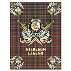 Nicolson Hunting Weathered Tartan Gold Courage Symbol Blanket