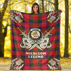 Nicolson Modern Tartan Gold Courage Symbol Blanket