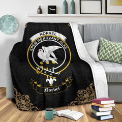 Norvel (or Norvill) Crest Tartan Premium Blanket Black