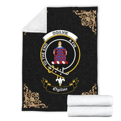 Ogilvie Crest Tartan Premium Blanket Black