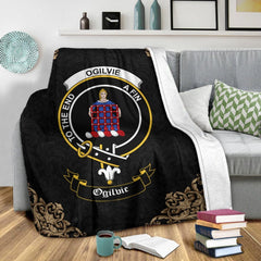Ogilvie Crest Tartan Premium Blanket Black