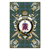Ogilvie Hunting Ancient Tartan Crest Black Garden Flag - Gold Thistle Style