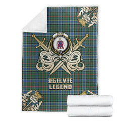 Ogilvie Hunting Ancient Tartan Gold Courage Symbol Blanket