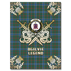 Ogilvie Hunting Ancient Tartan Gold Courage Symbol Blanket