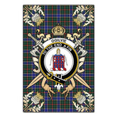 Ogilvie Hunting Modern Tartan Crest Black Garden Flag - Gold Thistle Style
