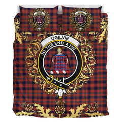 Ogilvie (Ogilvy) 01 Tartan Crest Bedding Set - Golden Thistle Style